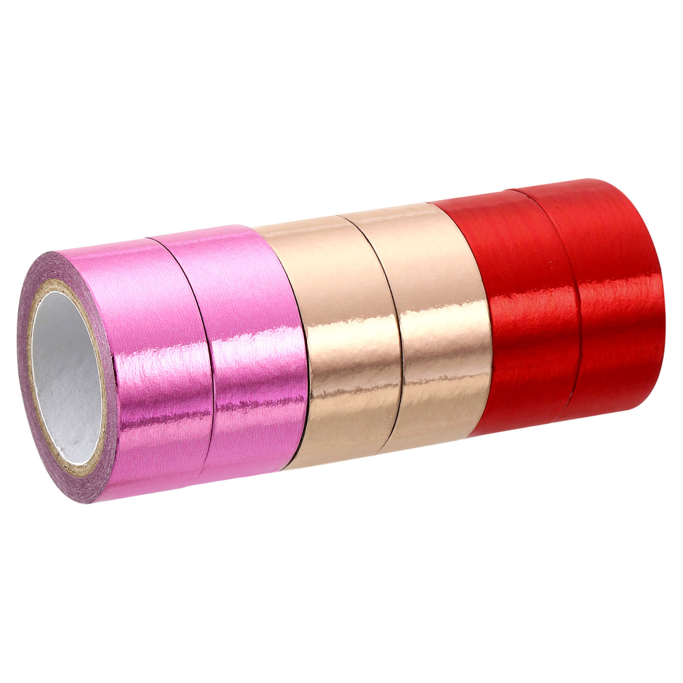Harfington Metallic Washi Tape 15mmx5m, 6 Pack Art Tapes Self-Adhesive Pink, Red, Pink Gold