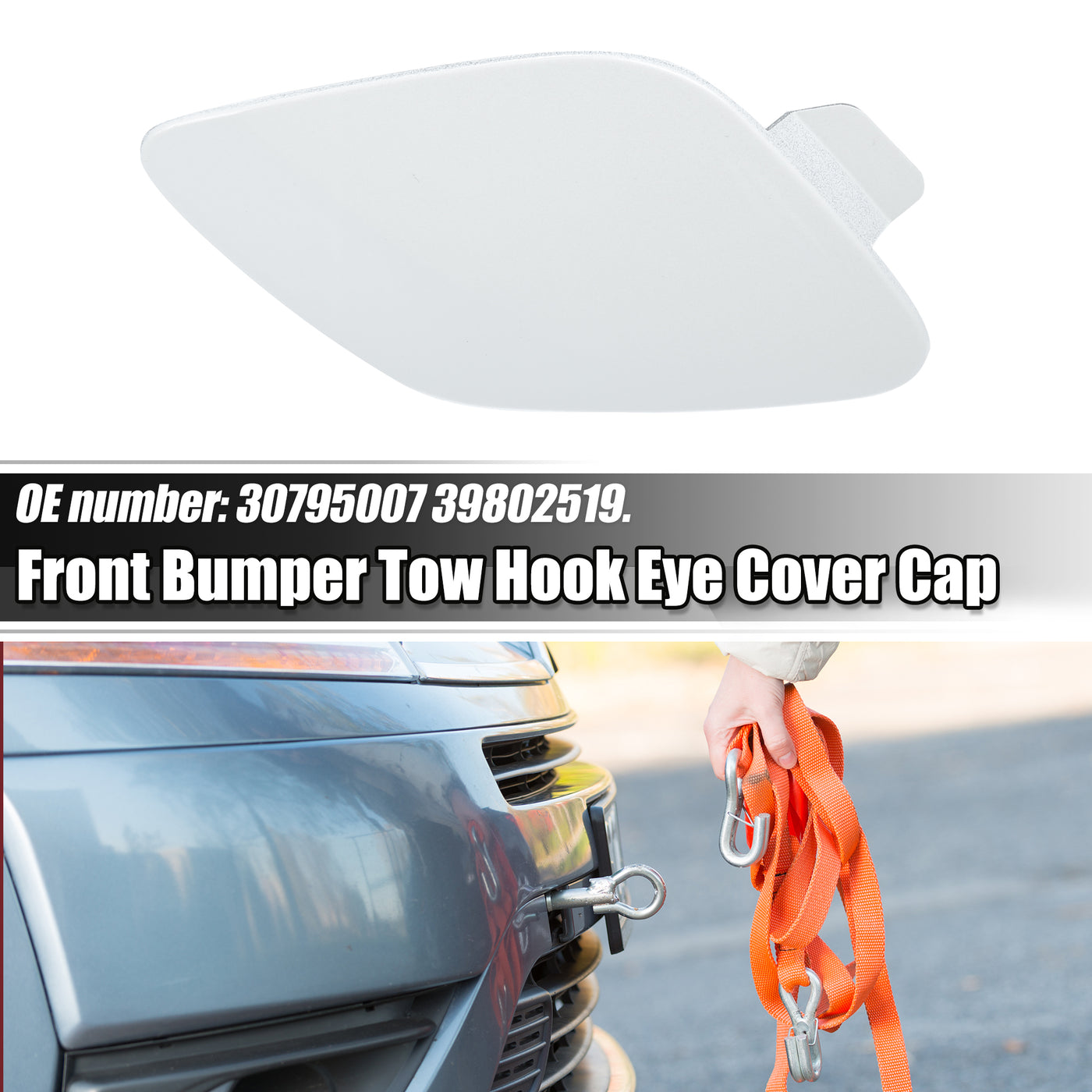 ACROPIX White Car Front Right Bumper Tow Hook Eye Cap Cover Replacement Fit for Volvo S60 2011-2013 No.39802519 - Pack of 1