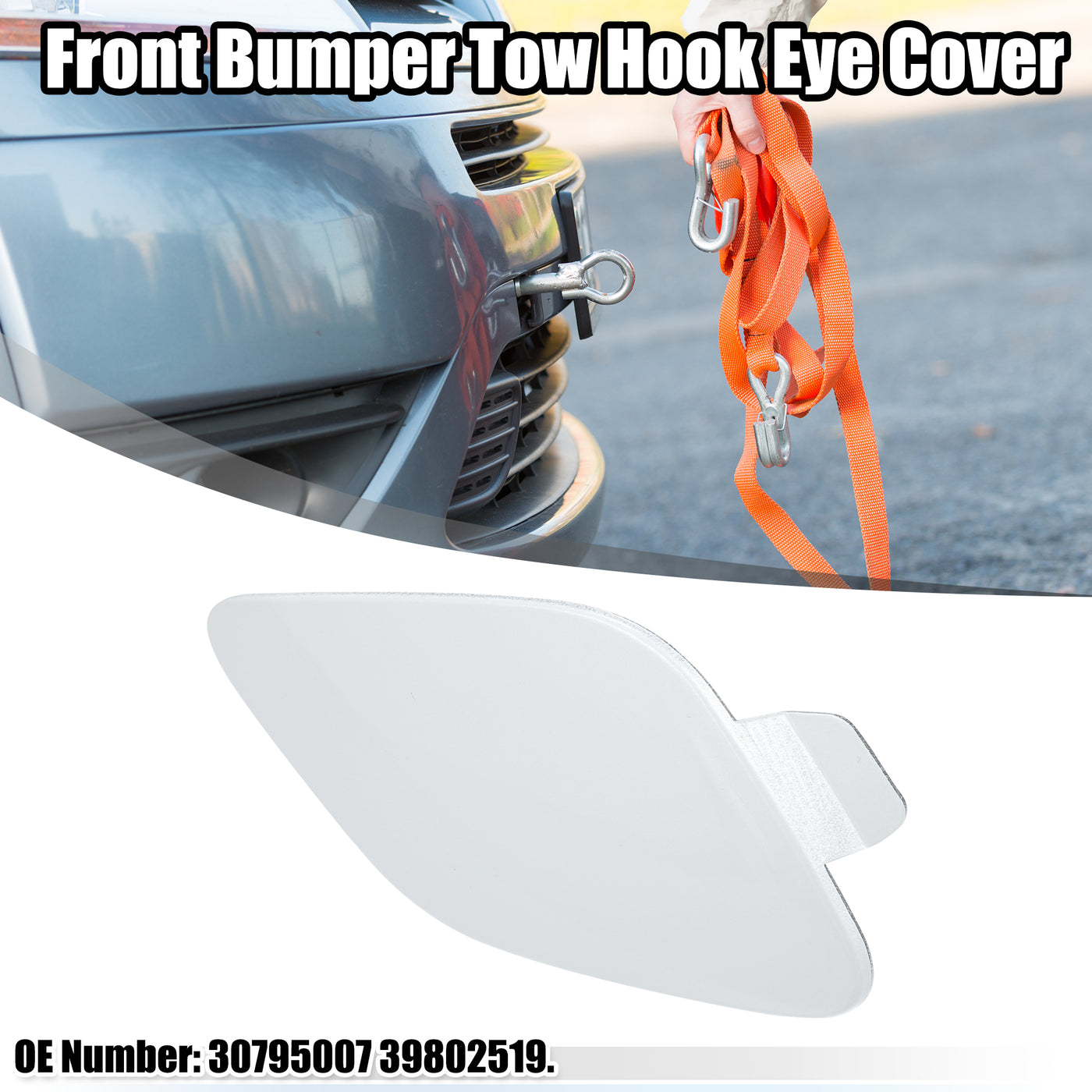 ACROPIX White Car Front Right Bumper Tow Hook Eye Cap Cover Replacement Fit for Volvo S60 2011-2013 No.39802519 - Pack of 1