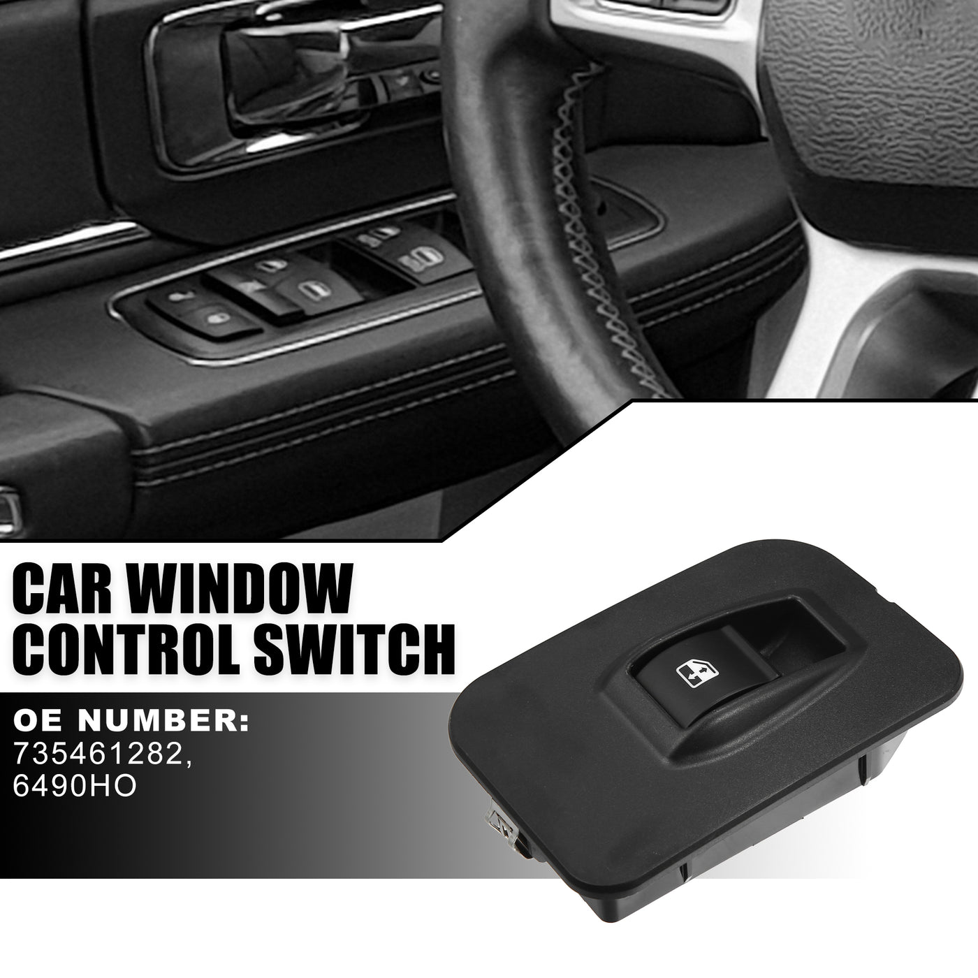 X AUTOHAUX 735461282 6490HO Passenger Side Front Right Power Window Switch for CITROEN Nemo Van 2008-2016 for FIAT Fiorino Qubo for PEUGEOT Bipper Van 2007-2015