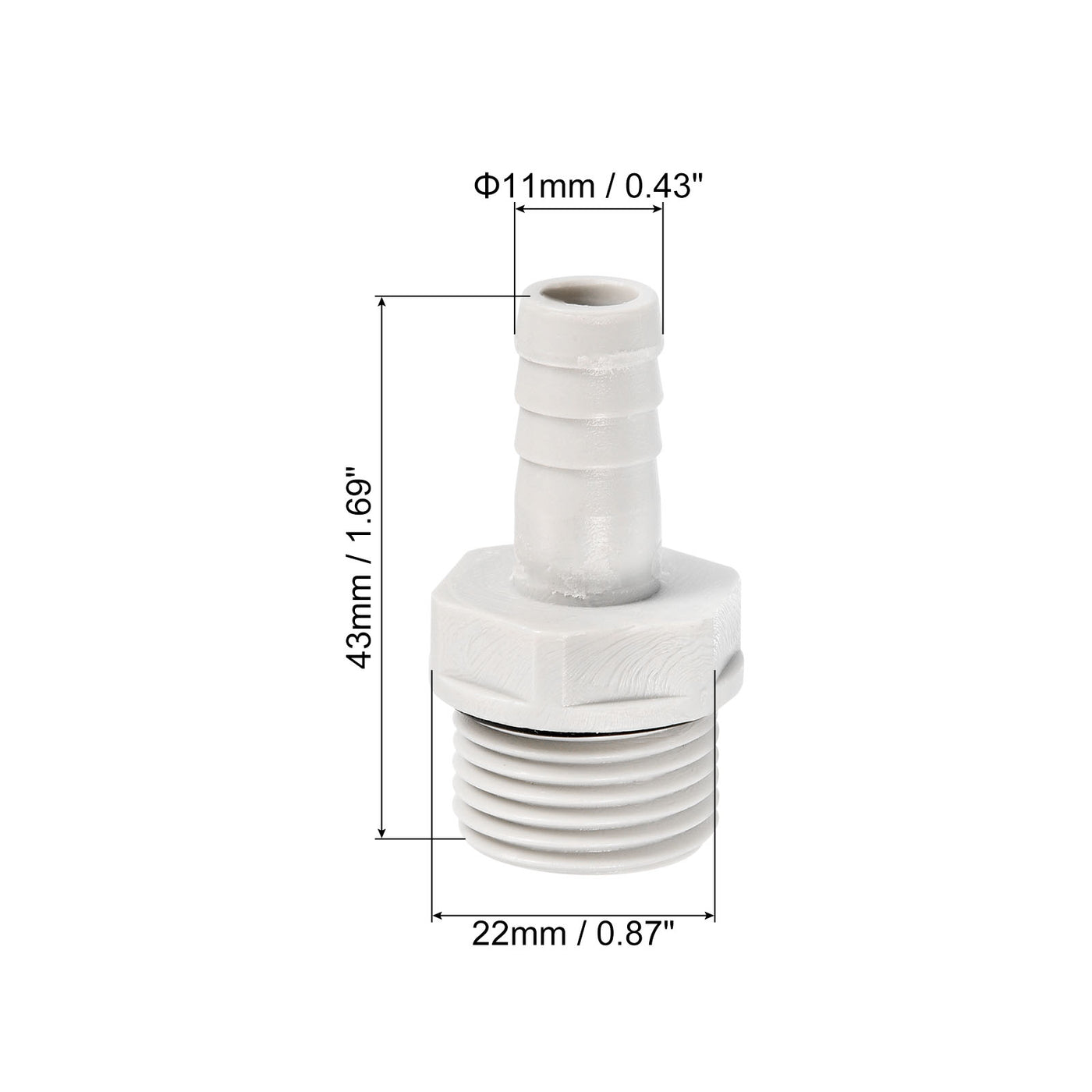 Harfington Hose Barb Fitting Straight Barbed Male Thread, POM Plastic Pipe Connector