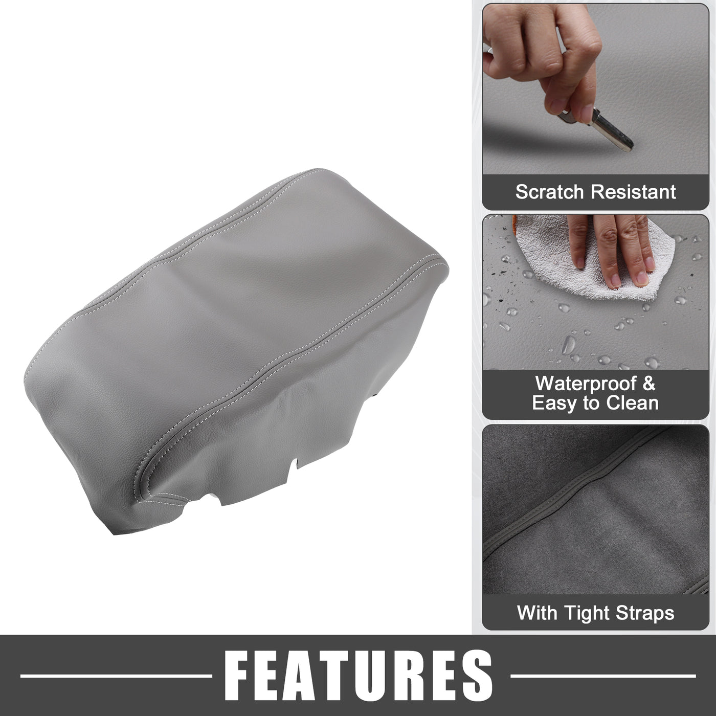 A ABSOPRO Car Center Console Seat Armrest Cover Interior Protective Lid Storage Covers Trim for Jeep Grand Cherokee 2011-2020 for Dodge Durango 2011-2020 Gray