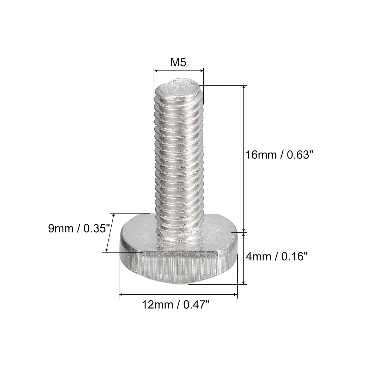 uxcell Uxcell T-Slot Bolts, 10pcs M5x16mm Drop-in Stud Sliding Bolts 304 Stainless Steel