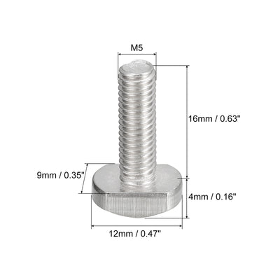 Harfington Uxcell T-Slot Bolts, 10pcs M5x16mm Drop-in Stud Sliding Bolts 304 Stainless Steel