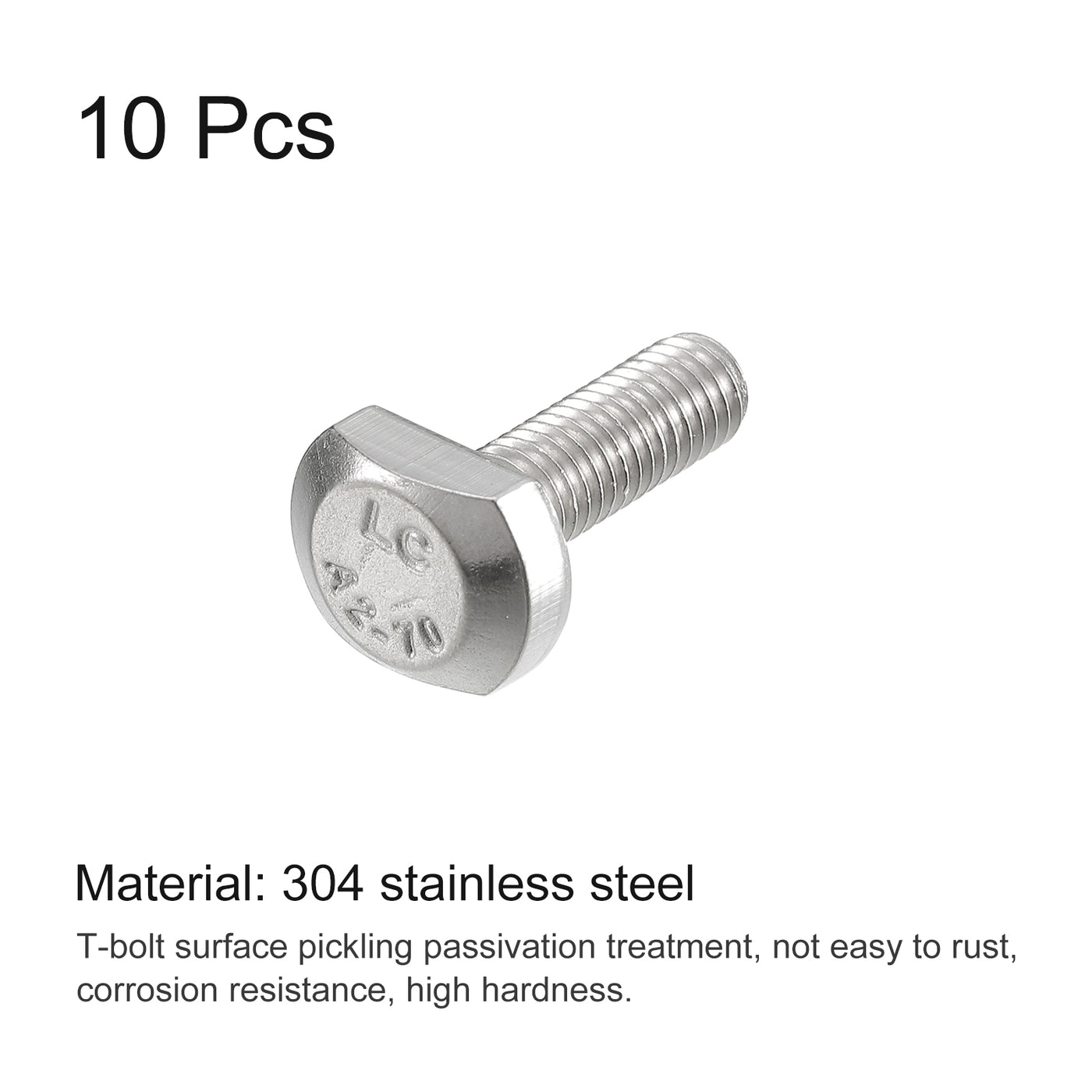 uxcell Uxcell T-Slot Bolts, 10pcs M5x16mm Drop-in Stud Sliding Bolts 304 Stainless Steel