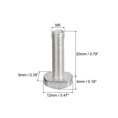 Harfington Uxcell T-Slot Bolts, 20pcs M5x20mm Drop-in Stud Sliding Bolts 304 Stainless Steel