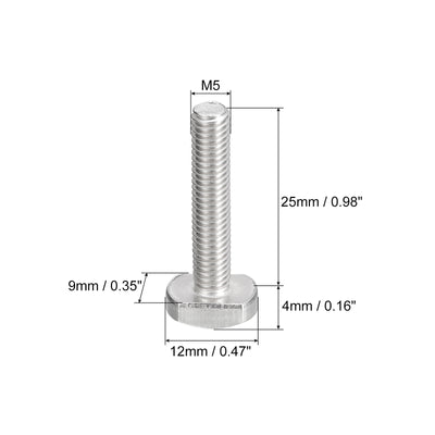 Harfington Uxcell T-Slot Bolts, 10pcs M5x25mm Drop-in Stud Sliding Bolts 304 Stainless Steel