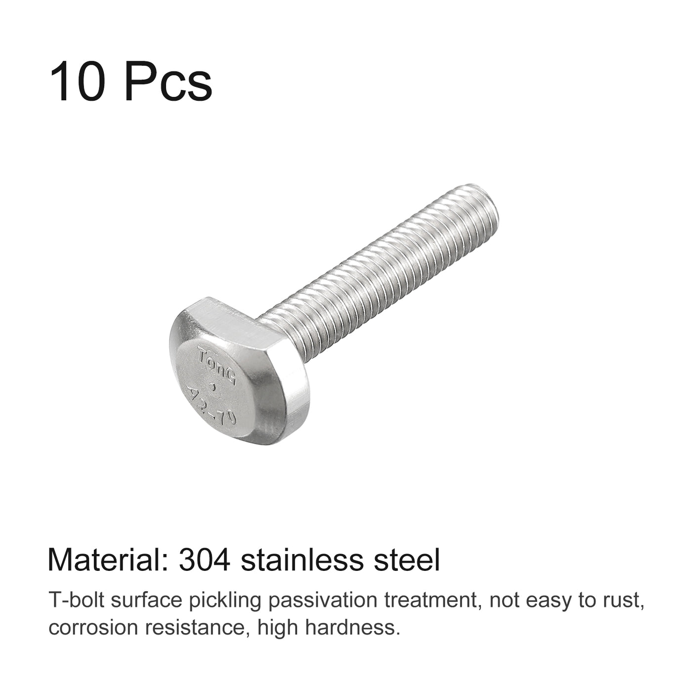 uxcell Uxcell T-Slot Bolts, 10pcs M5x25mm Drop-in Stud Sliding Bolts 304 Stainless Steel