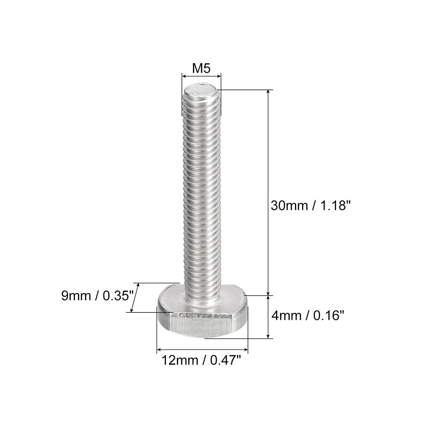 uxcell Uxcell T-Slot Bolts, 20pcs M5x30mm Drop-in Stud Sliding Bolts 304 Stainless Steel