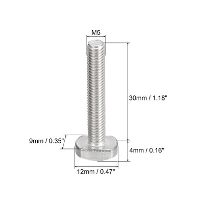 Harfington Uxcell T-Slot Bolts, 20pcs M5x30mm Drop-in Stud Sliding Bolts 304 Stainless Steel