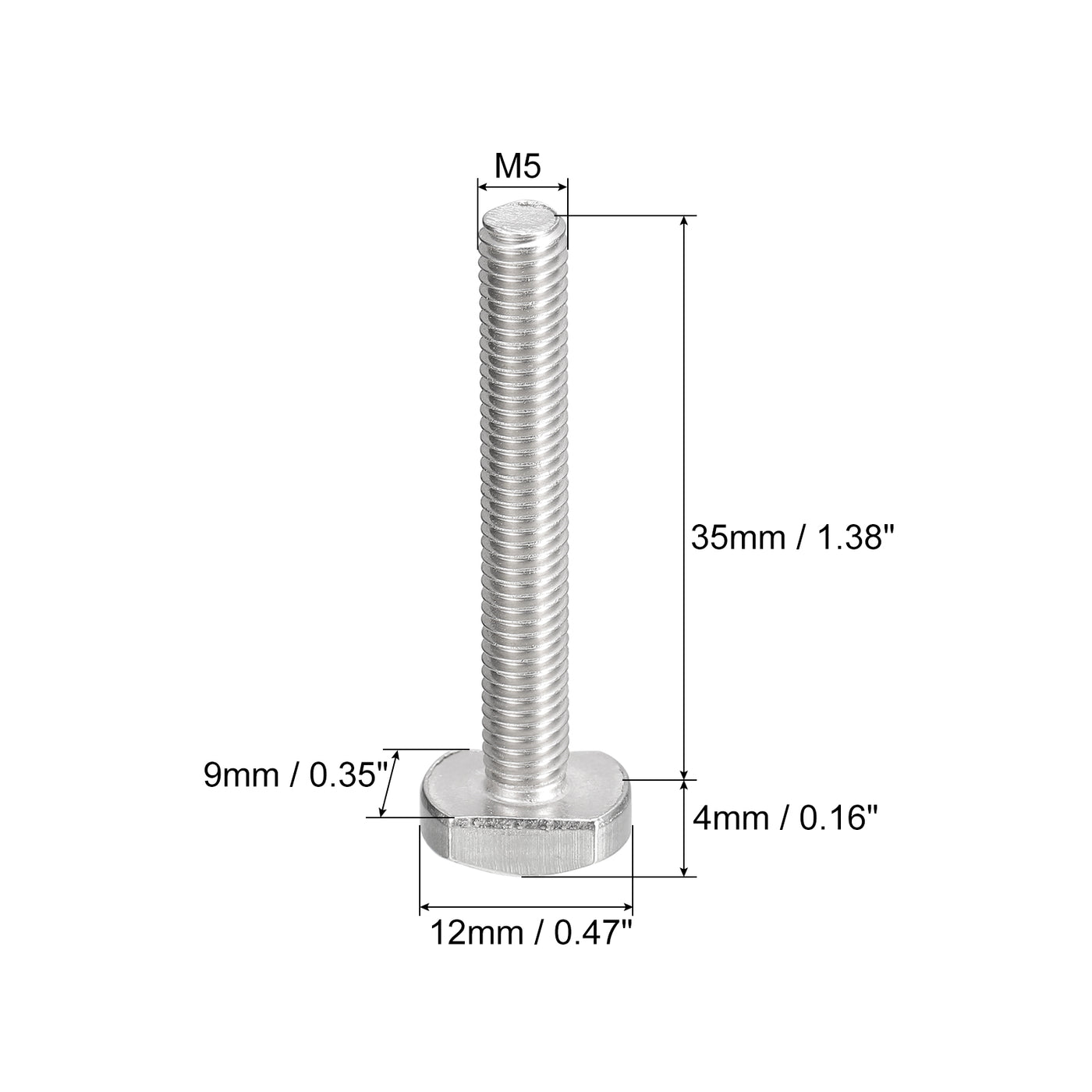 uxcell Uxcell T-Slot Bolts, 10pcs M5x35mm Drop-in Stud Sliding Bolts 304 Stainless Steel