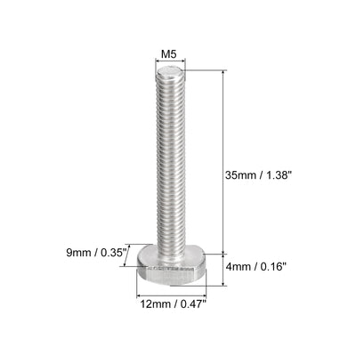 Harfington Uxcell T-Slot Bolts, 10pcs M5x35mm Drop-in Stud Sliding Bolts 304 Stainless Steel