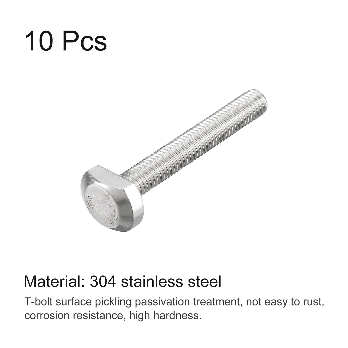 uxcell Uxcell T-Slot Bolts, 10pcs M5x35mm Drop-in Stud Sliding Bolts 304 Stainless Steel