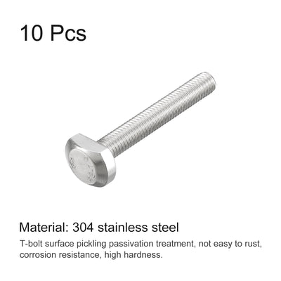 Harfington Uxcell T-Slot Bolts, 10pcs M5x35mm Drop-in Stud Sliding Bolts 304 Stainless Steel