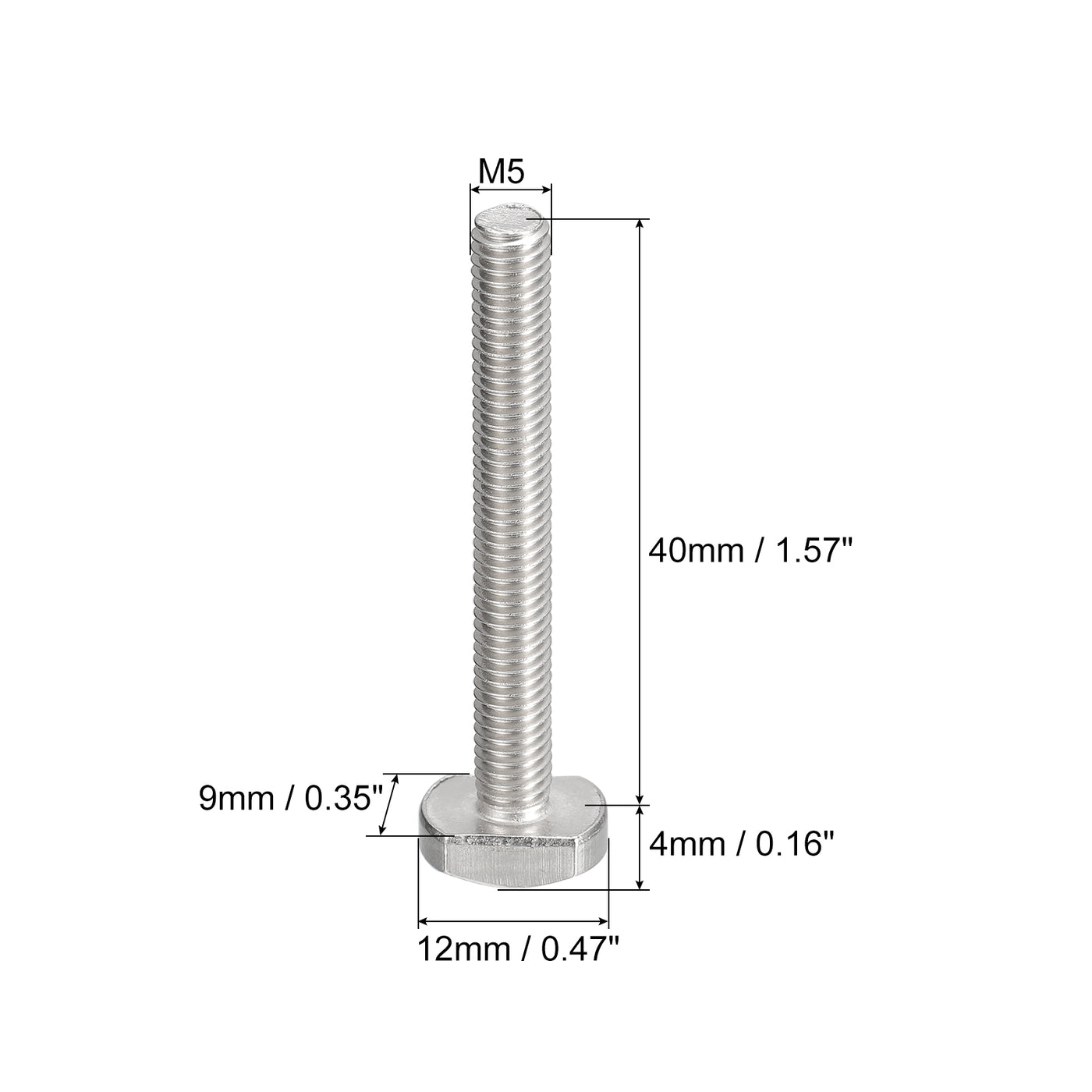 uxcell Uxcell T-Slot Bolts, 10pcs M5x40mm Drop-in Stud Sliding Bolts 304 Stainless Steel