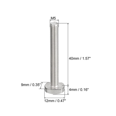 Harfington Uxcell T-Slot Bolts, 10pcs M5x40mm Drop-in Stud Sliding Bolts 304 Stainless Steel