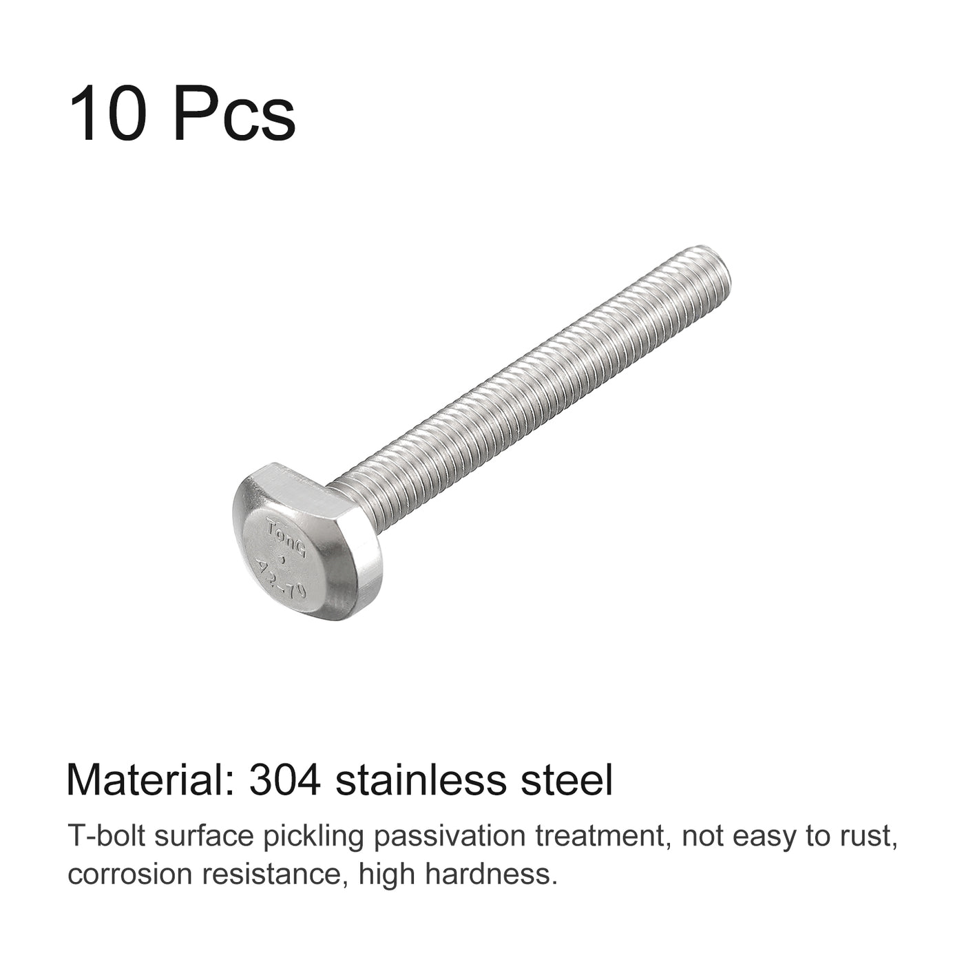 uxcell Uxcell T-Slot Bolts, 10pcs M5x40mm Drop-in Stud Sliding Bolts 304 Stainless Steel