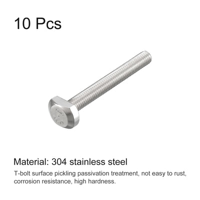 Harfington Uxcell T-Slot Bolts, 10pcs M5x40mm Drop-in Stud Sliding Bolts 304 Stainless Steel