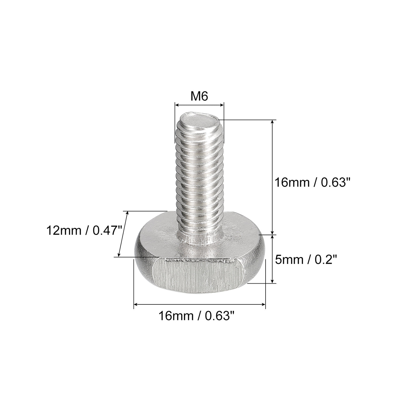 uxcell Uxcell T-Slot Bolts, 10pcs M6x16mm Drop-in Stud Sliding Bolts 304 Stainless Steel