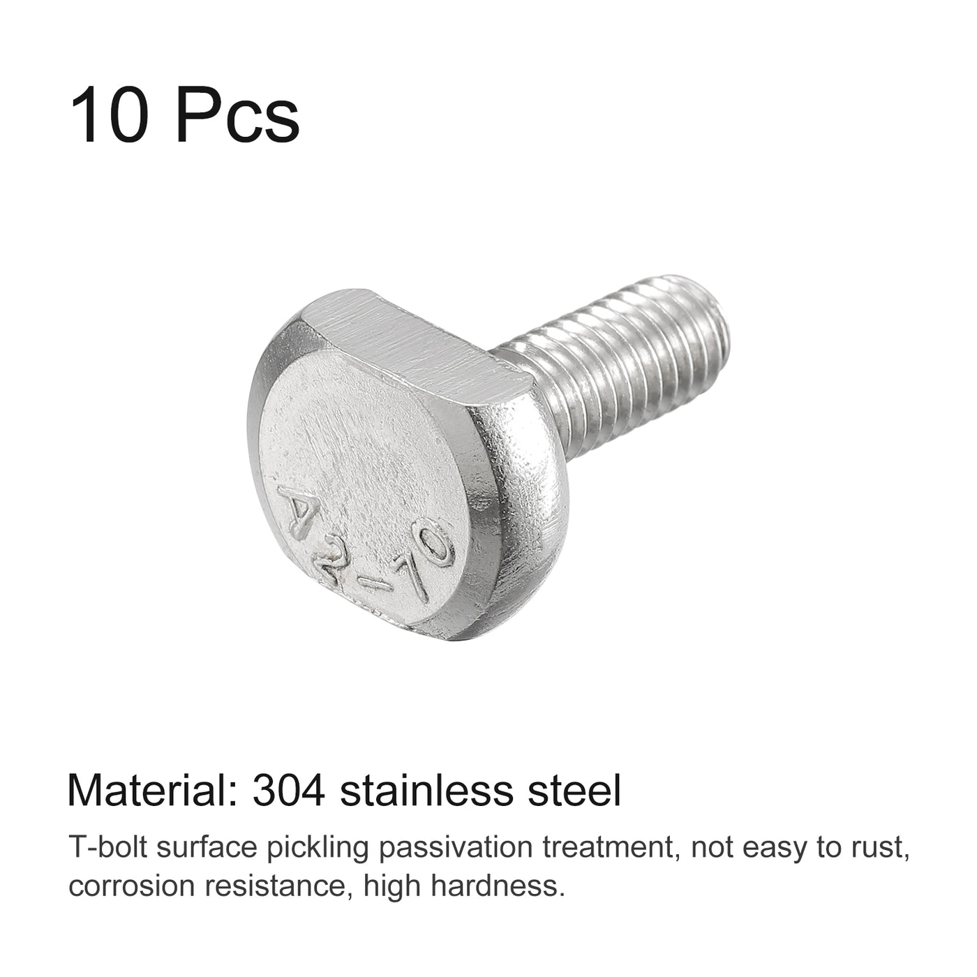 uxcell Uxcell T-Slot Bolts, 10pcs M6x16mm Drop-in Stud Sliding Bolts 304 Stainless Steel