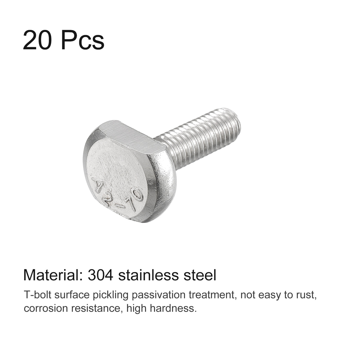 uxcell Uxcell T-Slot Bolts, 20pcs M6x20mm Drop-in Stud Sliding Bolts 304 Stainless Steel