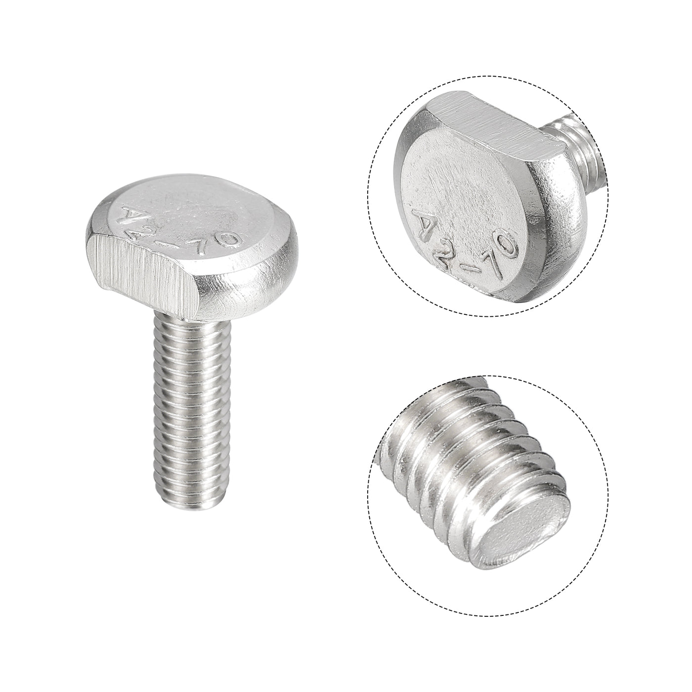 uxcell Uxcell T-Slot Bolts, 20pcs M6x20mm Drop-in Stud Sliding Bolts 304 Stainless Steel