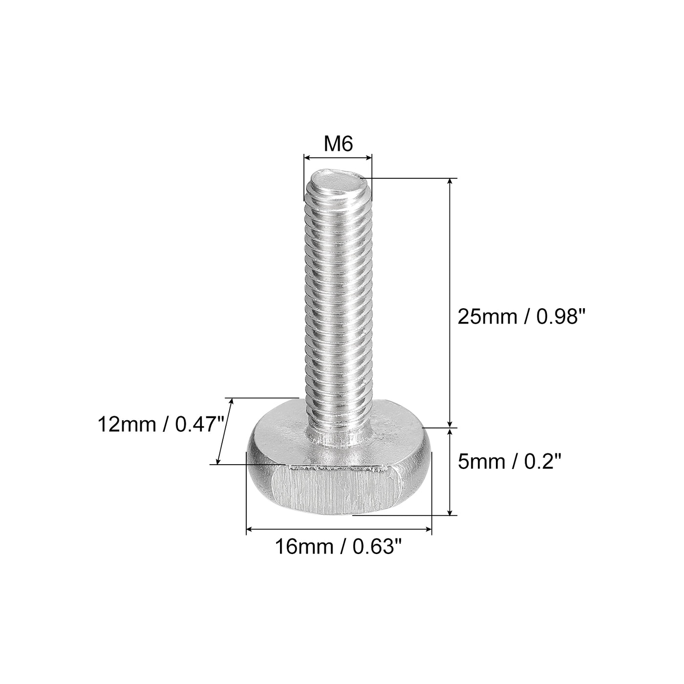 uxcell Uxcell T-Slot Bolts, 10pcs M6x25mm Drop-in Stud Sliding Bolts 304 Stainless Steel