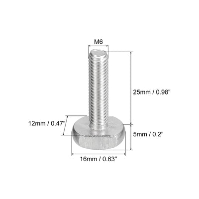 Harfington Uxcell T-Slot Bolts, 10pcs M6x25mm Drop-in Stud Sliding Bolts 304 Stainless Steel