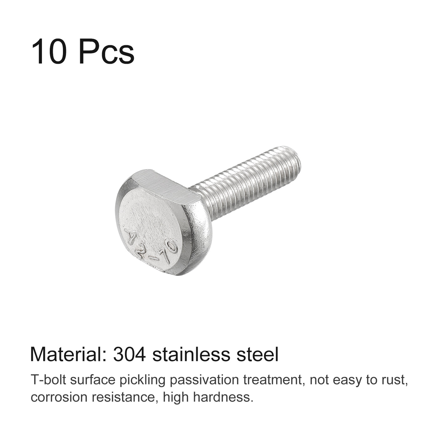 uxcell Uxcell T-Slot Bolts, 10pcs M6x25mm Drop-in Stud Sliding Bolts 304 Stainless Steel