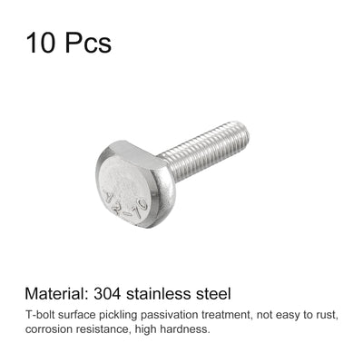 Harfington Uxcell T-Slot Bolts, 10pcs M6x25mm Drop-in Stud Sliding Bolts 304 Stainless Steel