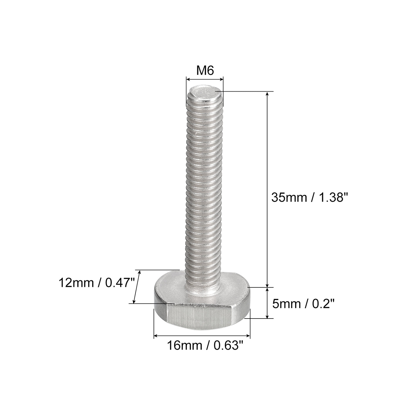 uxcell Uxcell T-Slot Bolts, 10pcs M6x35mm Drop-in Stud Sliding Bolts 304 Stainless Steel