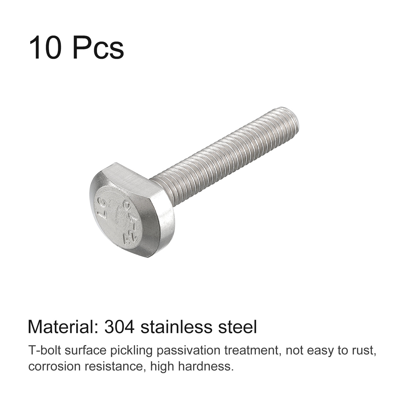 uxcell Uxcell T-Slot Bolts, 10pcs M6x35mm Drop-in Stud Sliding Bolts 304 Stainless Steel