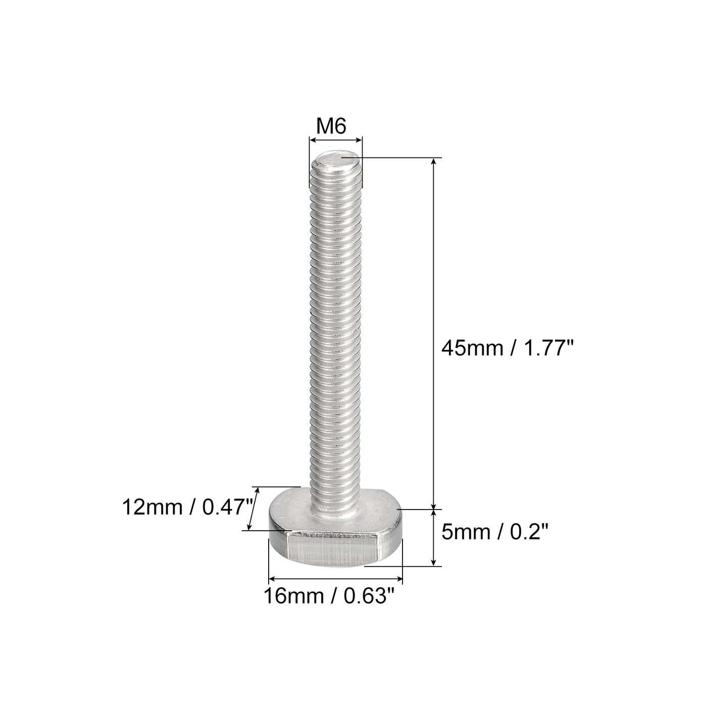 uxcell Uxcell T-Slot Bolts, 10pcs M6x45mm Drop-in Stud Sliding Bolts 304 Stainless Steel