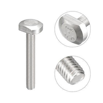 Harfington Uxcell T-Slot Bolts, 10pcs M6x45mm Drop-in Stud Sliding Bolts 304 Stainless Steel