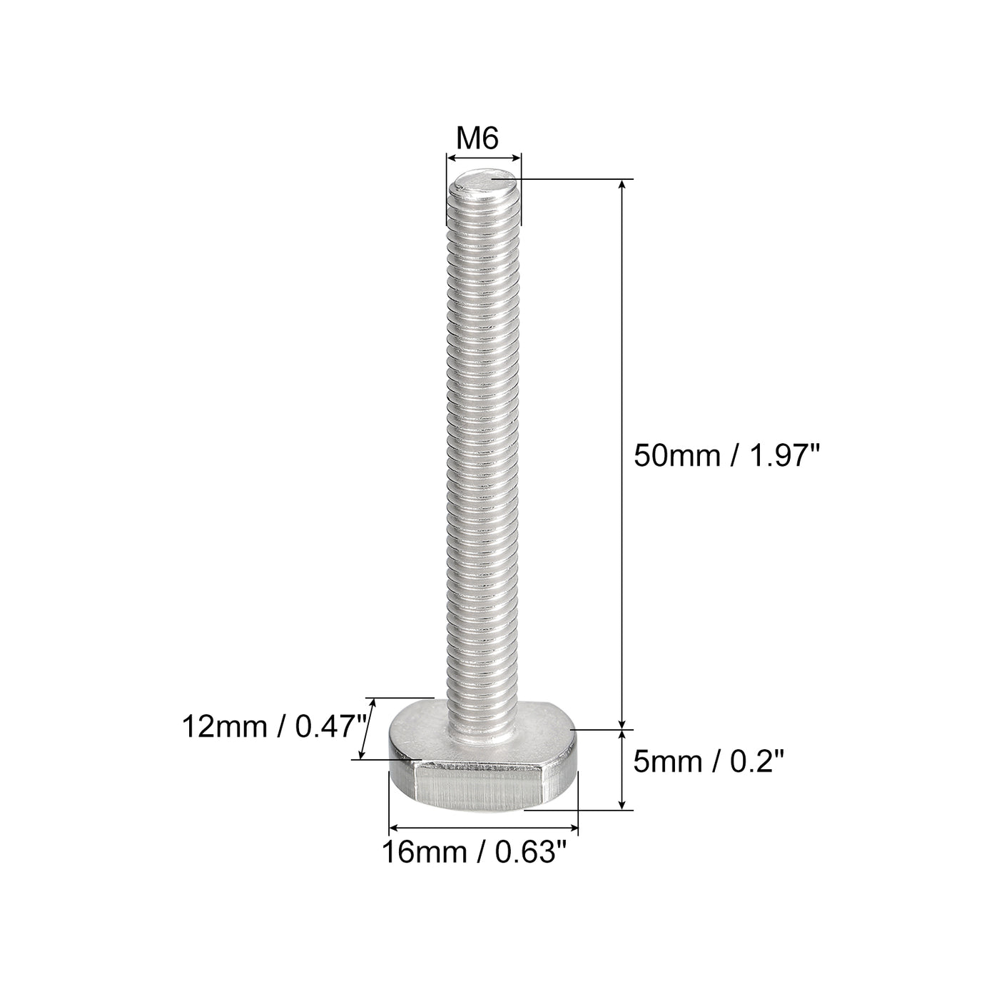 uxcell Uxcell T-Slot Bolts, 10pcs M6x50mm Drop-in Stud Sliding Bolts 304 Stainless Steel