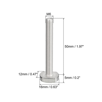 Harfington Uxcell T-Slot Bolts, 10pcs M6x50mm Drop-in Stud Sliding Bolts 304 Stainless Steel