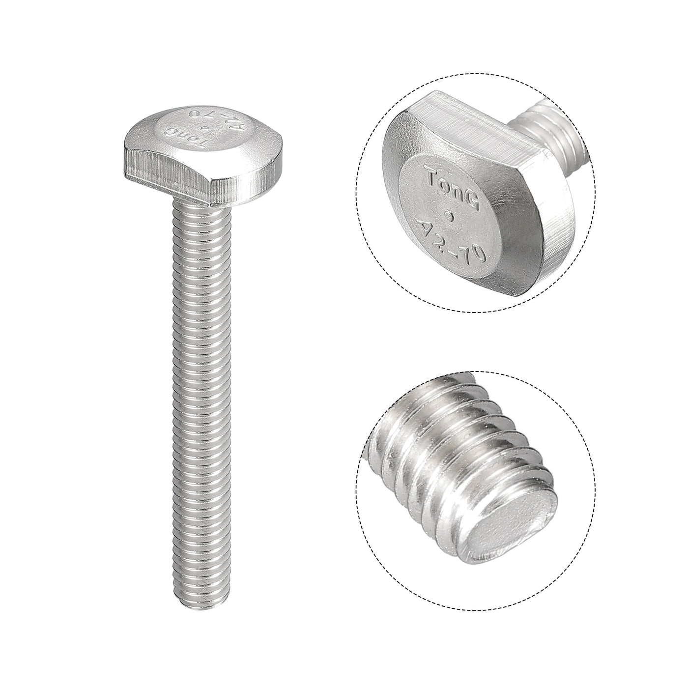 uxcell Uxcell T-Slot Bolts, 10pcs M6x50mm Drop-in Stud Sliding Bolts 304 Stainless Steel