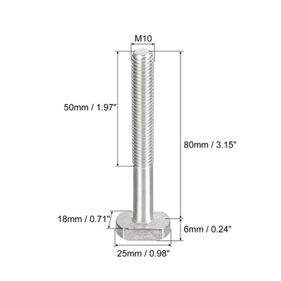 Harfington Uxcell T-Slot Bolts, 1pcs M10x80mm Drop-in Stud Sliding Bolts 304 Stainless Steel