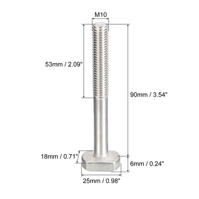 Harfington Uxcell T-Slot Bolts, 1pcs M10x90mm Drop-in Stud Sliding Bolts 304 Stainless Steel