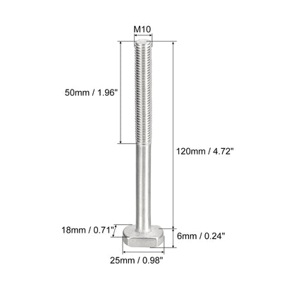 Harfington Uxcell T-Slot Bolts, 2pcs M10x120mm Drop-in Stud Sliding Bolts 304 Stainless Steel