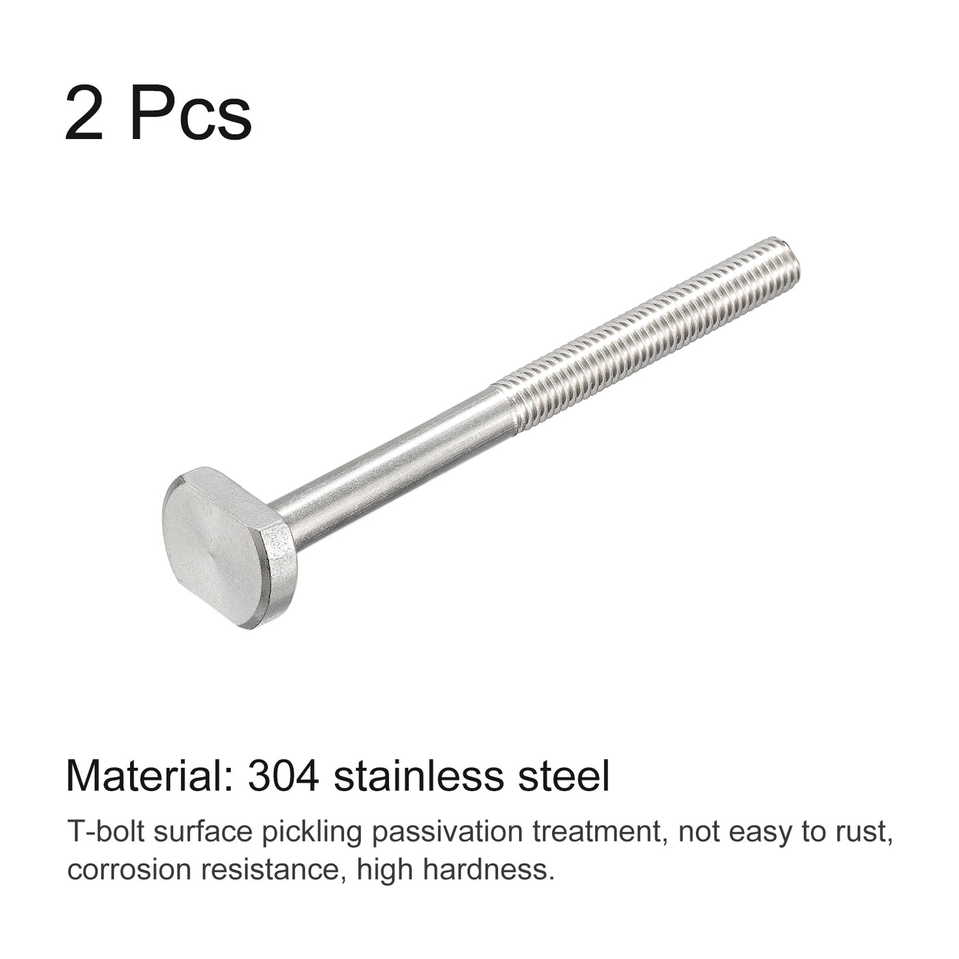 uxcell Uxcell T-Slot Bolts, 2pcs M10x120mm Drop-in Stud Sliding Bolts 304 Stainless Steel