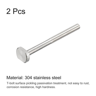 Harfington Uxcell T-Slot Bolts, 2pcs M10x120mm Drop-in Stud Sliding Bolts 304 Stainless Steel