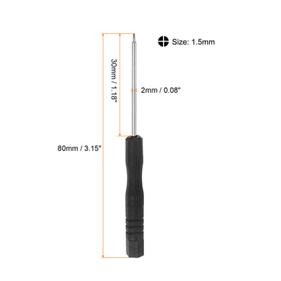 Harfington Uxcell 1.5mm Mini Phillips Screwdriver for Watch Eyeglasses Electronics Repair, 5 Pcs