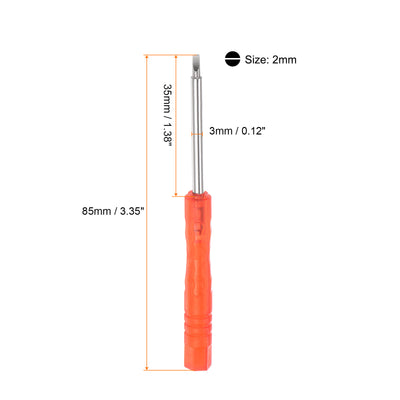 Harfington Uxcell 5pcs 2mm Mini Slotted Screwdriver for Watch Electronics Repair (Red)