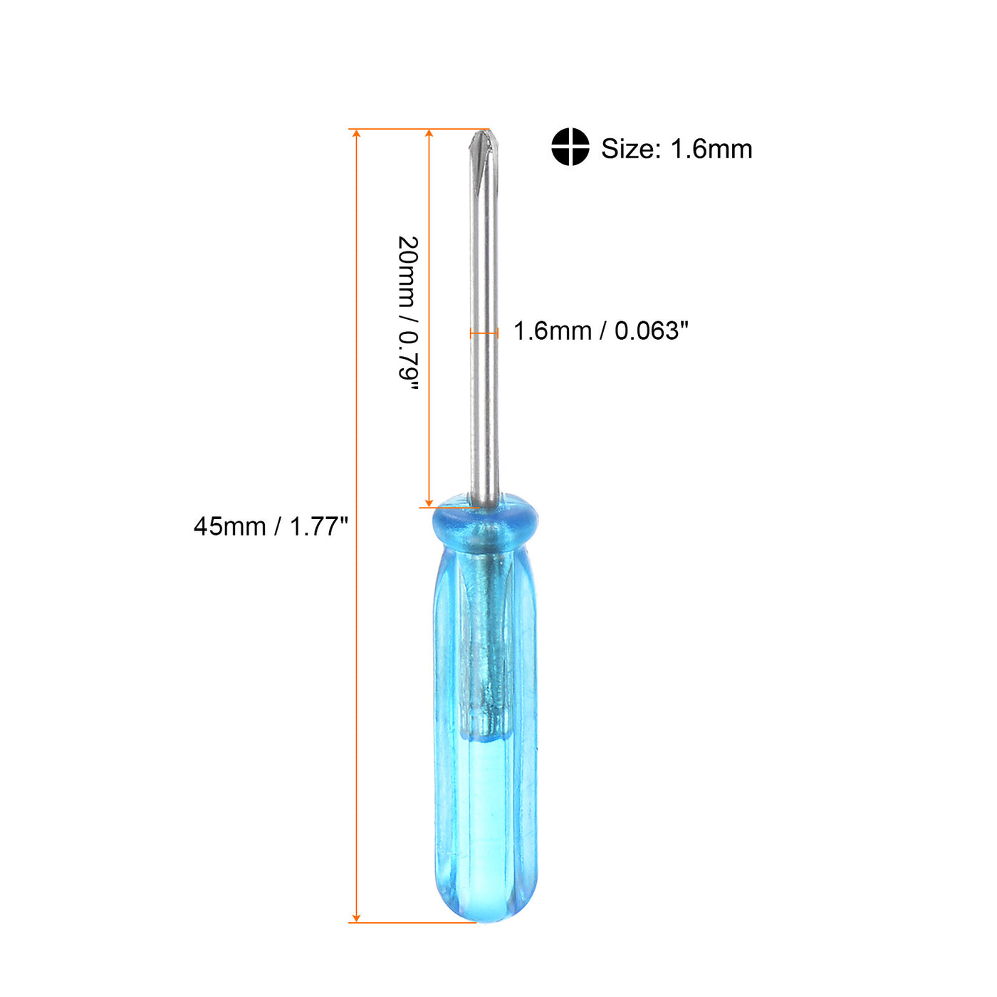 uxcell Uxcell 1.6mm Mini Phillips Screwdriver 45mm Length for Small Appliances Repair, 5 Pcs