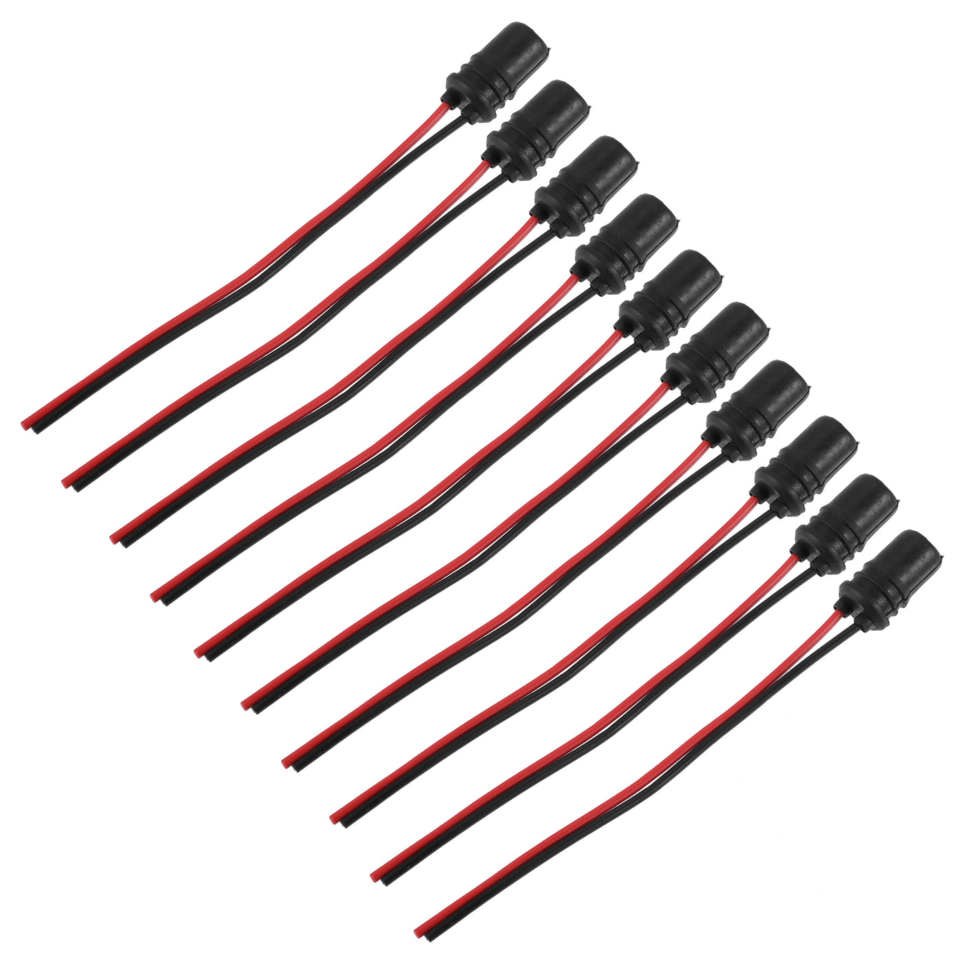 X AUTOHAUX 10pcs Car T10 194 Round Pre Wired Harness Female Socket for LED Bulbs Replacement