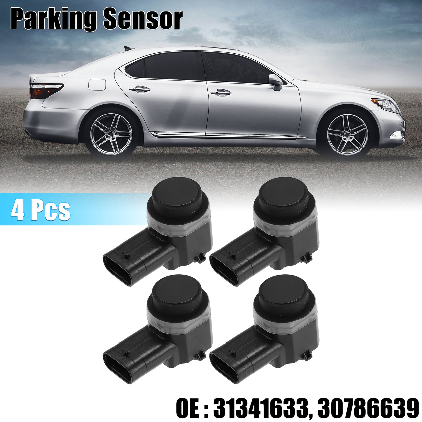 X AUTOHAUX 4pcs 31341633 30786639 PDC Reverse Parking Assist Sensor for Volvo S80 2007-2015 for Volvo XC60 2010-2017 for Volvo XC70 2008-2016