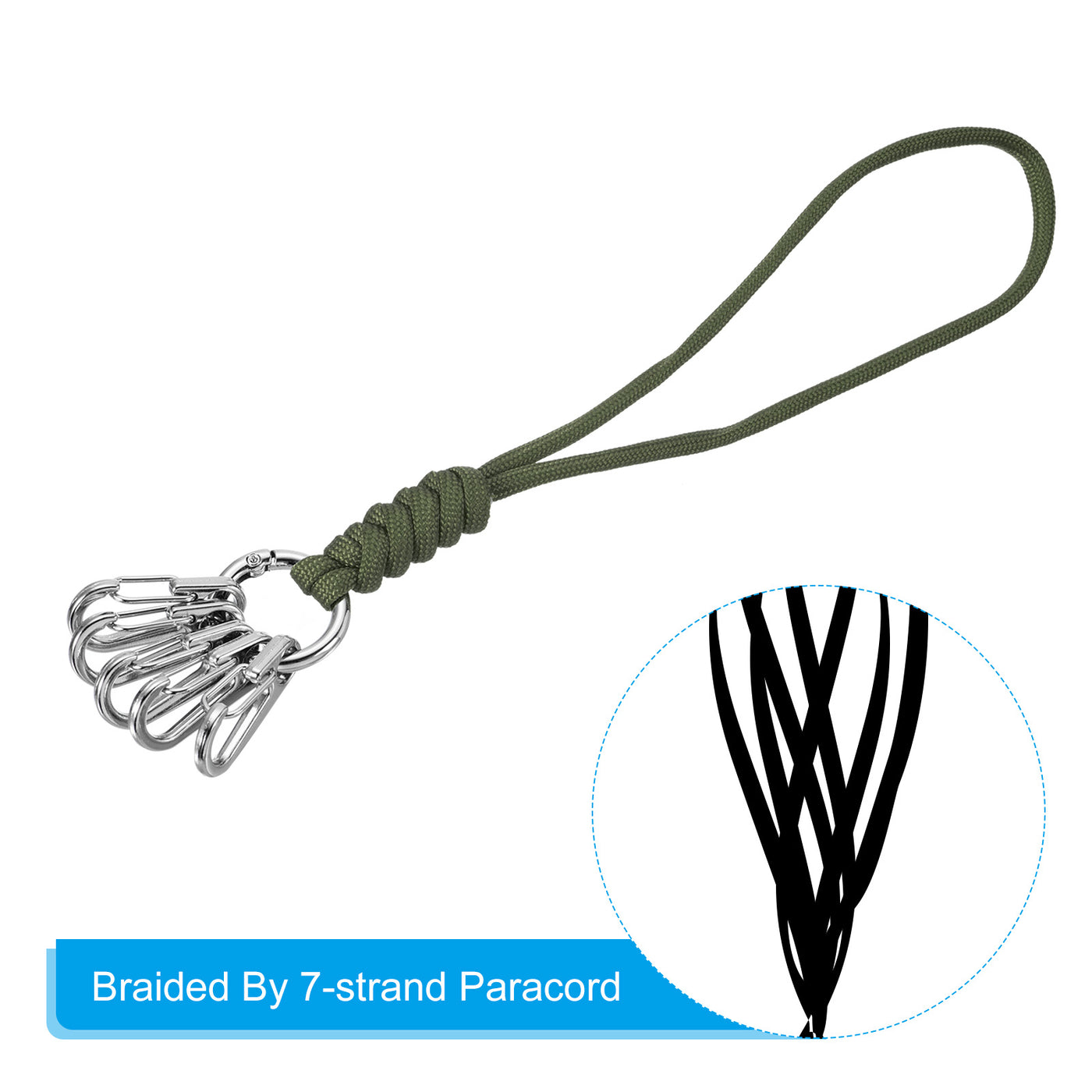 Harfington 8.7 Inch Paracord Lanyard Neck Keychain with Snap Hooks, Braided Lanyard Necklace Strap for Keys Whistles ID Badges, Army Green