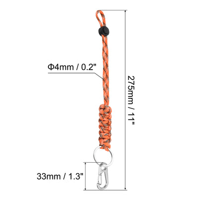 Harfington 11 Inch Paracord KeyChain with Clasps, Braided Lanyard Adjustable Length for Keys Outdoor Camping Hiking, Camo Orange