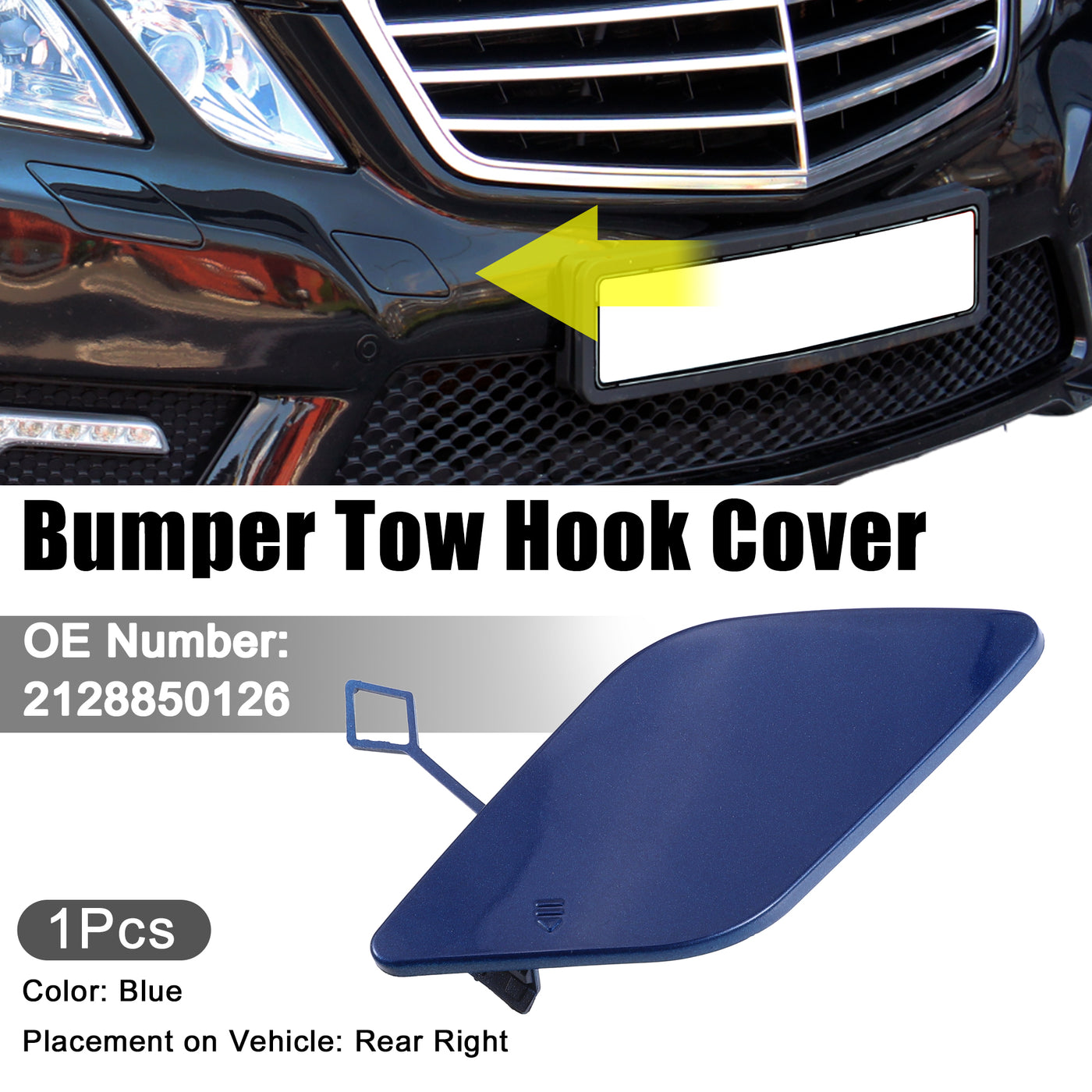 ACROPIX Front Right Bumper Tow Hook Cover Towing Eye Cap Fit for Mercedes Benz E-Class W212 2128850126 - Pack of 1 Blue